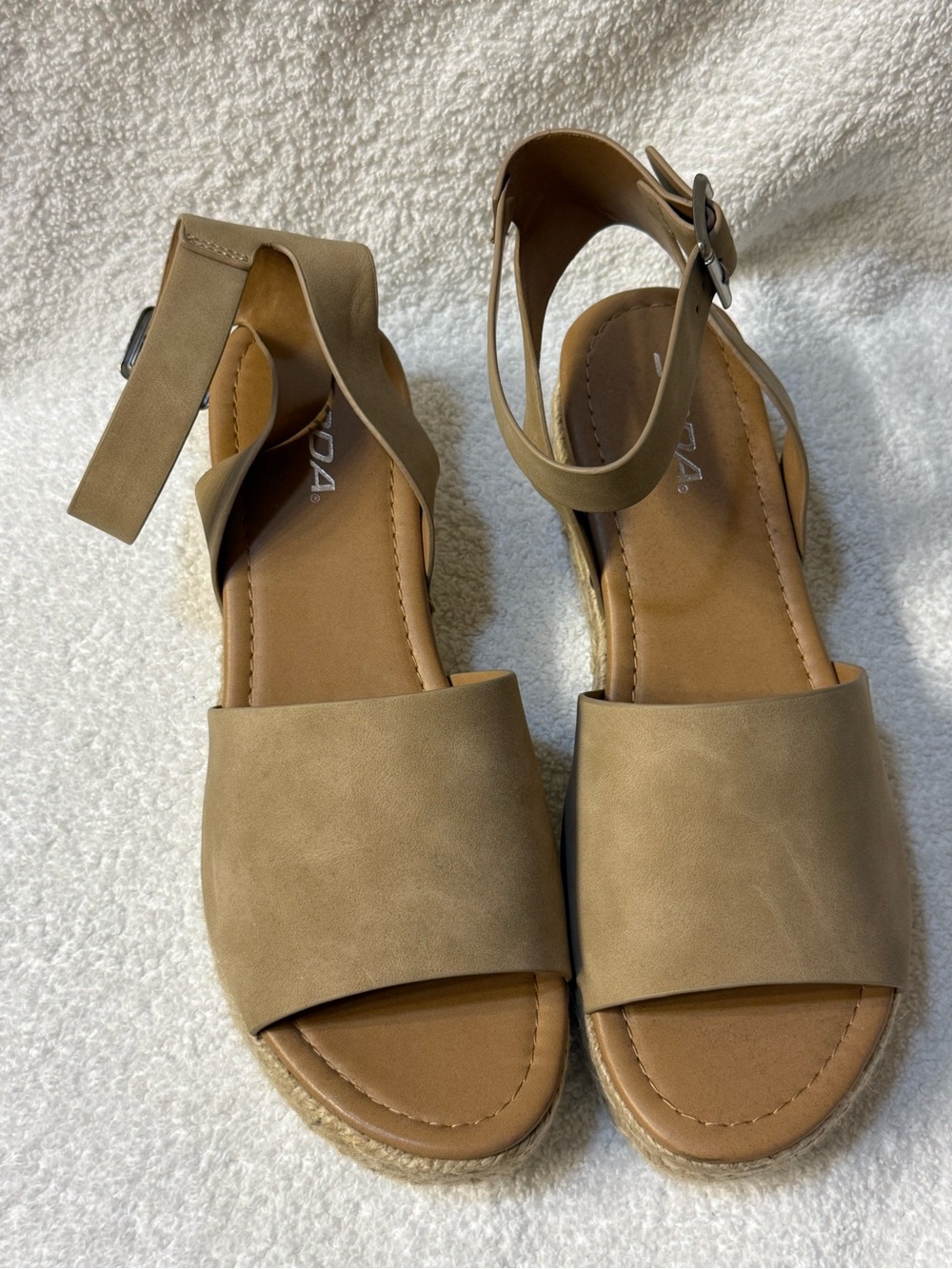 SODA Topic Open Toe Ankle Strap Espadrilles Wedge Sandal Size 10.5